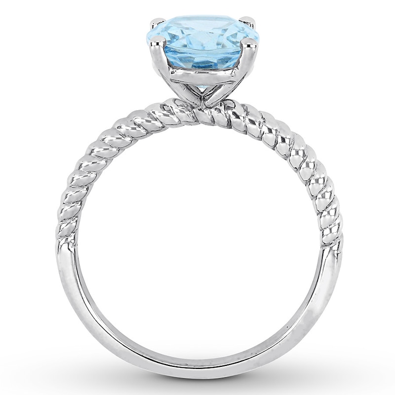 Oval-cut Aquamarine Engagement Ring 14K White Gold