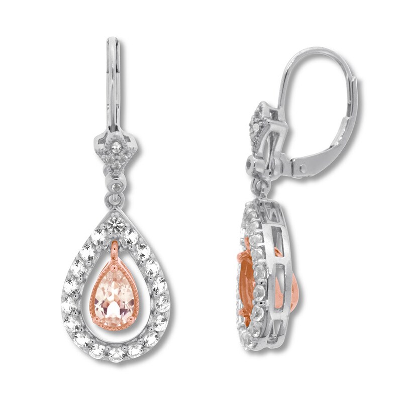 Morganite White Topaz Earrings Sterling Silver 10k Rose Gold Kay Morganite White Topaz Earrings Sterling Silver 10k Rose Gold Kay