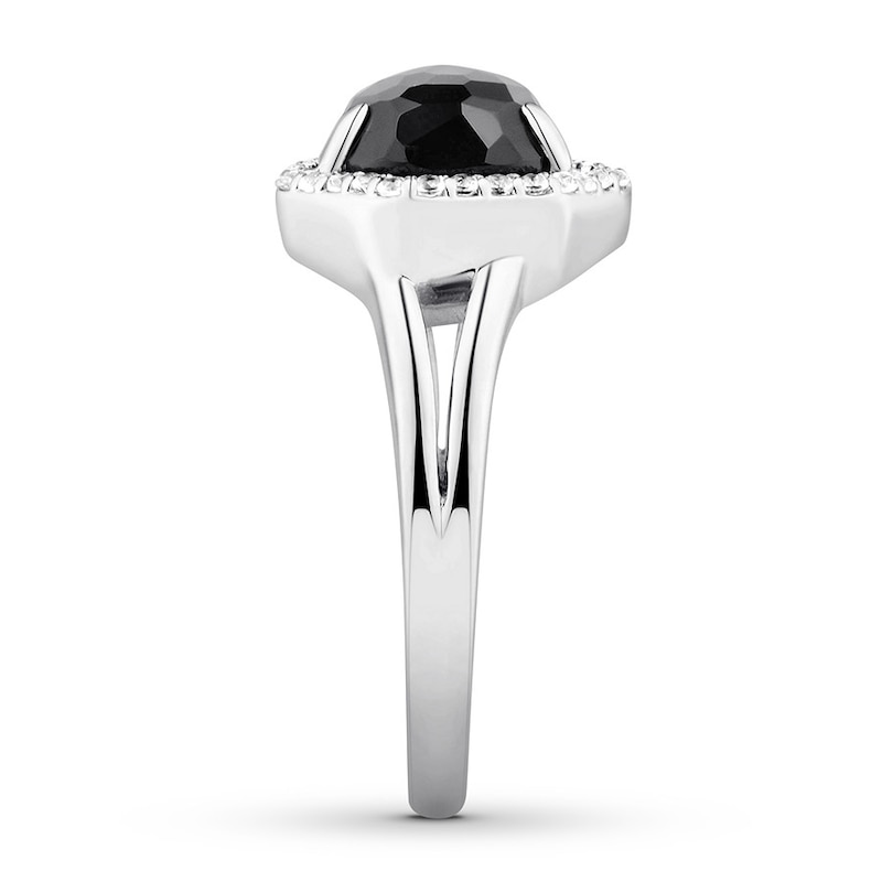 Black Onyx & White Topaz Ring Sterling Silver