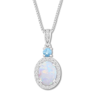 Lab-Created Opal & Blue Topaz Necklace Sterling Silver | Kay