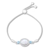 Thumbnail Image 0 of Lab-Created Opal Bolo Bracelet Blue Topaz Sterling Silver