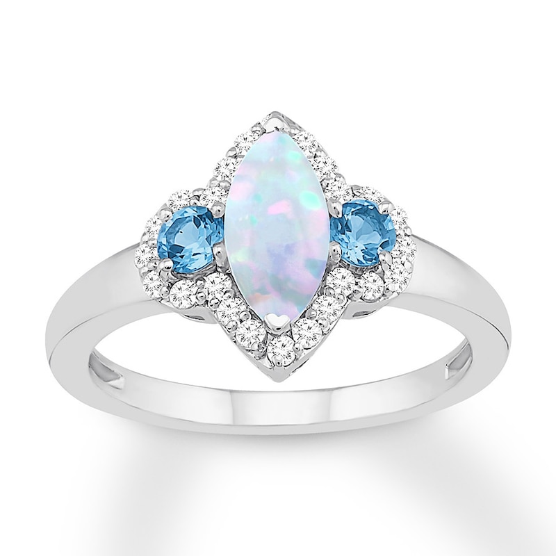 Lab-Created Opal & Blue Topaz Ring Sterling Silver | Kay