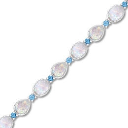 Lab-Created Opal & Blue Topaz Bracelet Sterling Silver