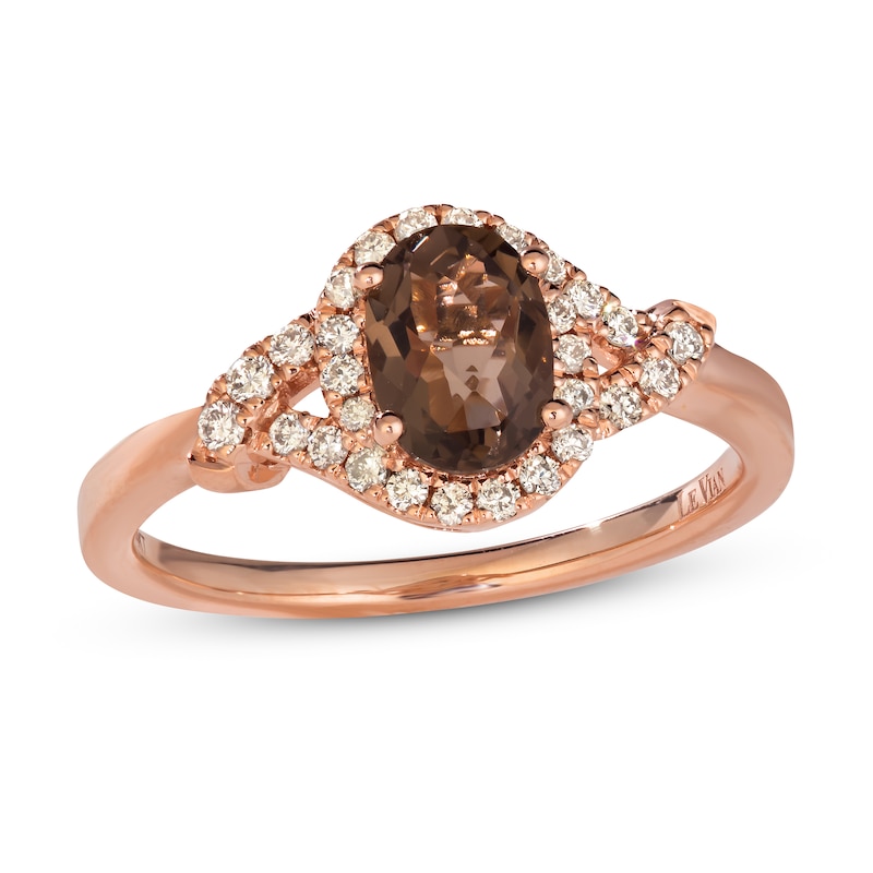 Le Vian Chocolate Quartz Ring 1/5 ct tw Diamonds 14K Strawberry Gold with 360