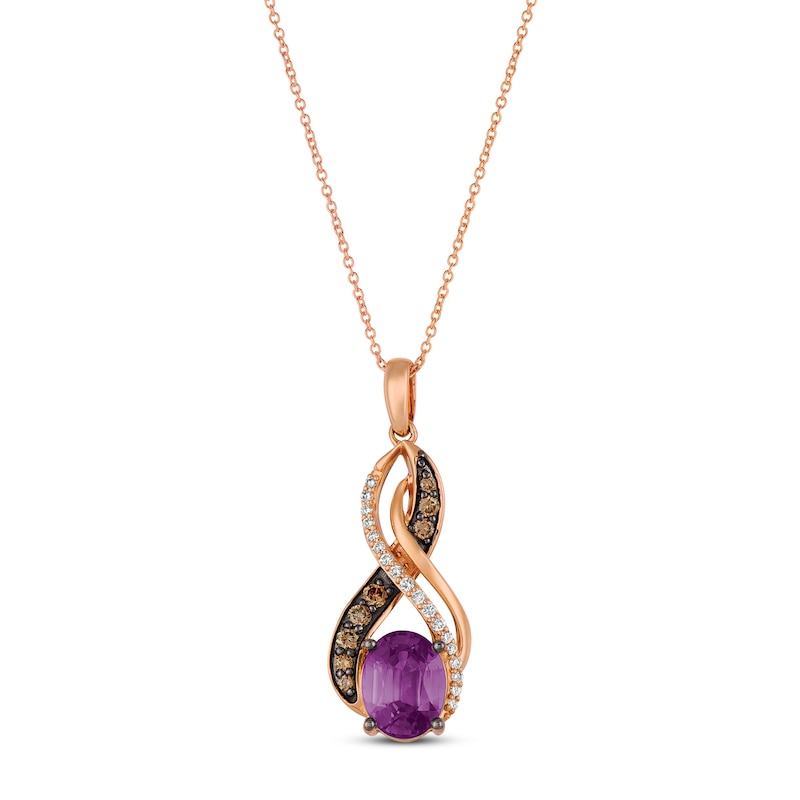 Le Vian Amethyst Necklace 1/4 ct tw Diamonds 14K Strawberry Gold with 360