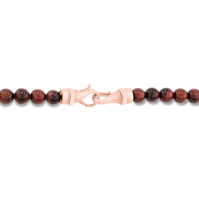 Main Image 3 of Men's Tiger's Eye Bead Necklace Stainless Steel 24&quot;