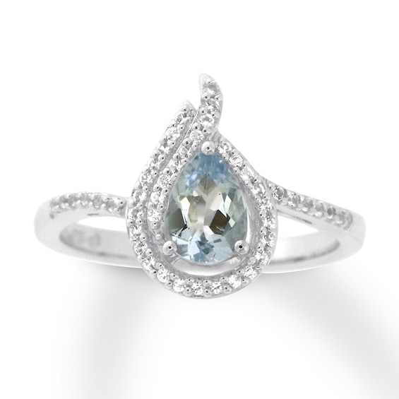 Aquamarine Ring White Topaz Sterling Silver