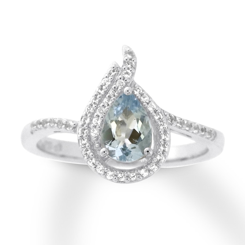 Aquamarine Ring White Topaz Sterling Silver