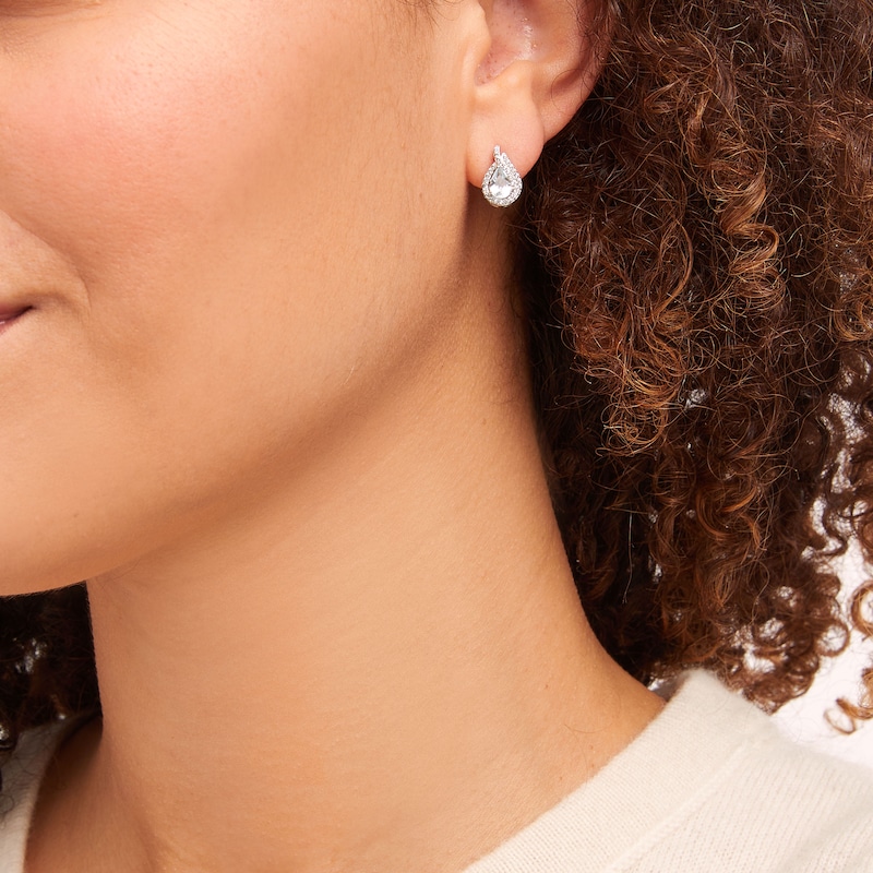 Aquamarine Teardrop Earrings White Topaz Sterling Silver