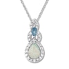Thumbnail Image 0 of Lab-Created Opal Necklace Blue Topaz Sterling Silver