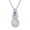 Thumbnail Image 1 of Lab-Created Opal Necklace Blue Topaz Sterling Silver
