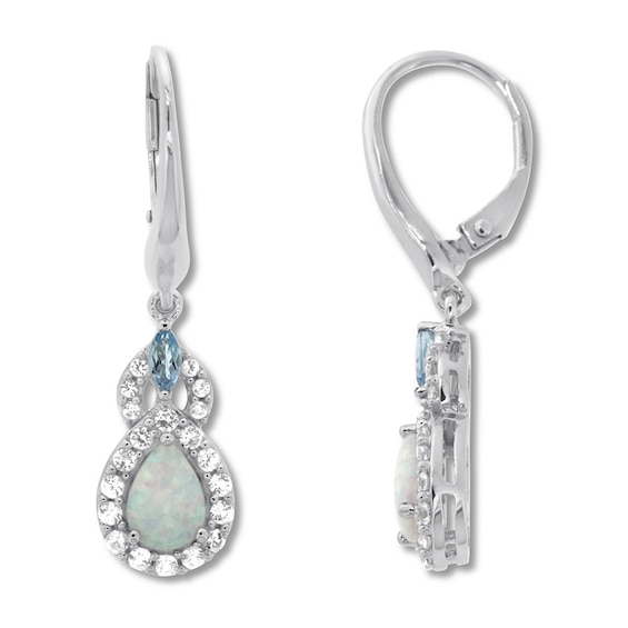 Kay Lab-Created Opal Earrings Blue Topaz Sterling Silver
