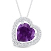 Thumbnail Image 0 of Amethyst Heart Necklace White Topaz Sterling Silver