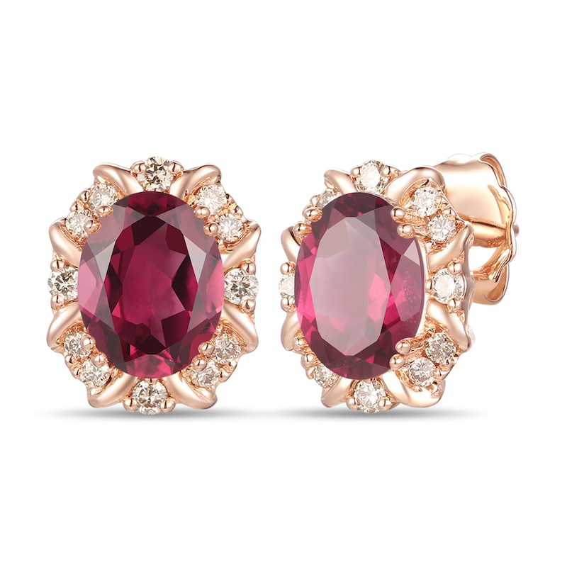 Le Vian Garnet Earrings 1/5 ct tw Diamonds 14K Strawberry Gold