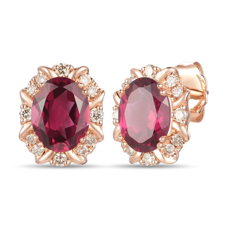 Main Image 1 of Le Vian Garnet Earrings 1/5 ct tw Diamonds 14K Strawberry Gold
