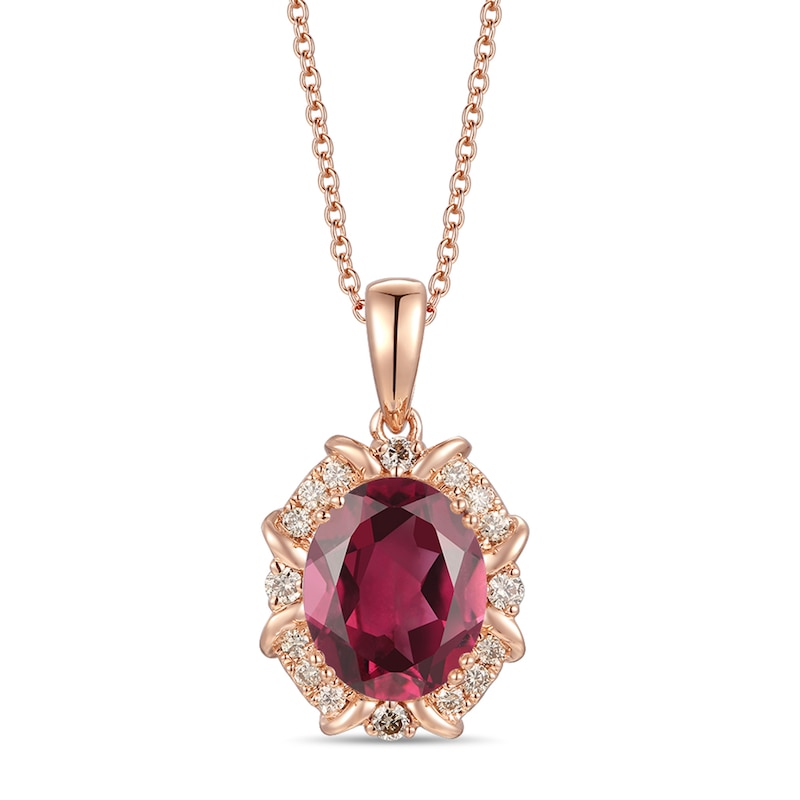 Main Image 1 of Le Vian Garnet Necklace 1/8 ct tw 14K Strawberry Gold 18&quot;