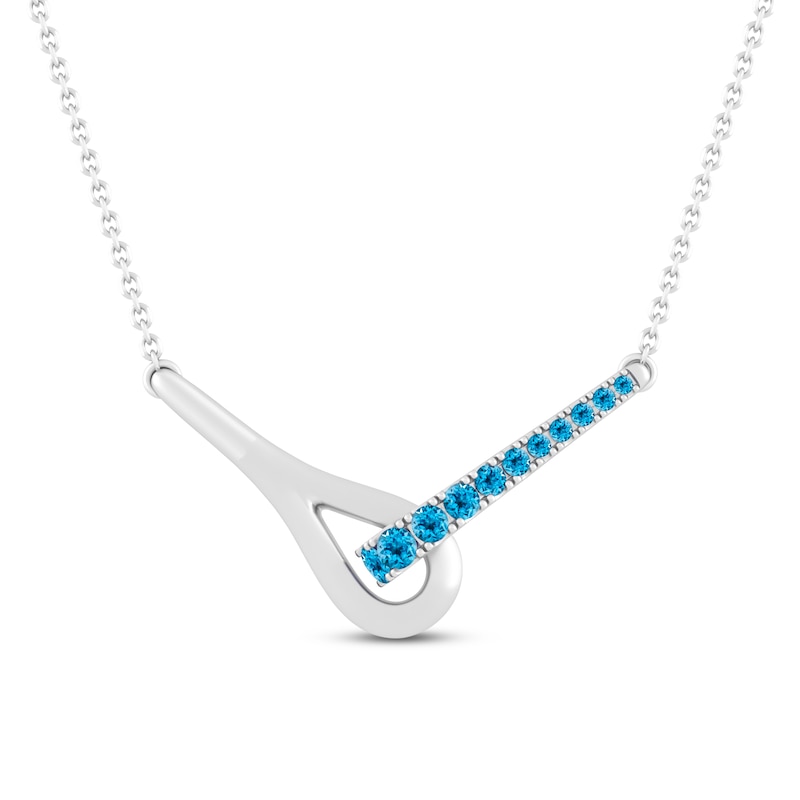 Main Image 1 of Love + Be Loved Blue Topaz Necklace Sterling Silver 18&quot;