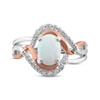 Lab-Created Opal & Lab-Created White Sapphire Ring Sterling Silver/10K Rose Gold