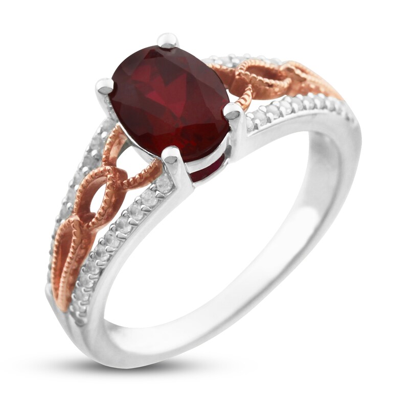 Lab-Created Ruby & Lab-Created White Sapphire Ring Sterling Silver 10K Rose Gold