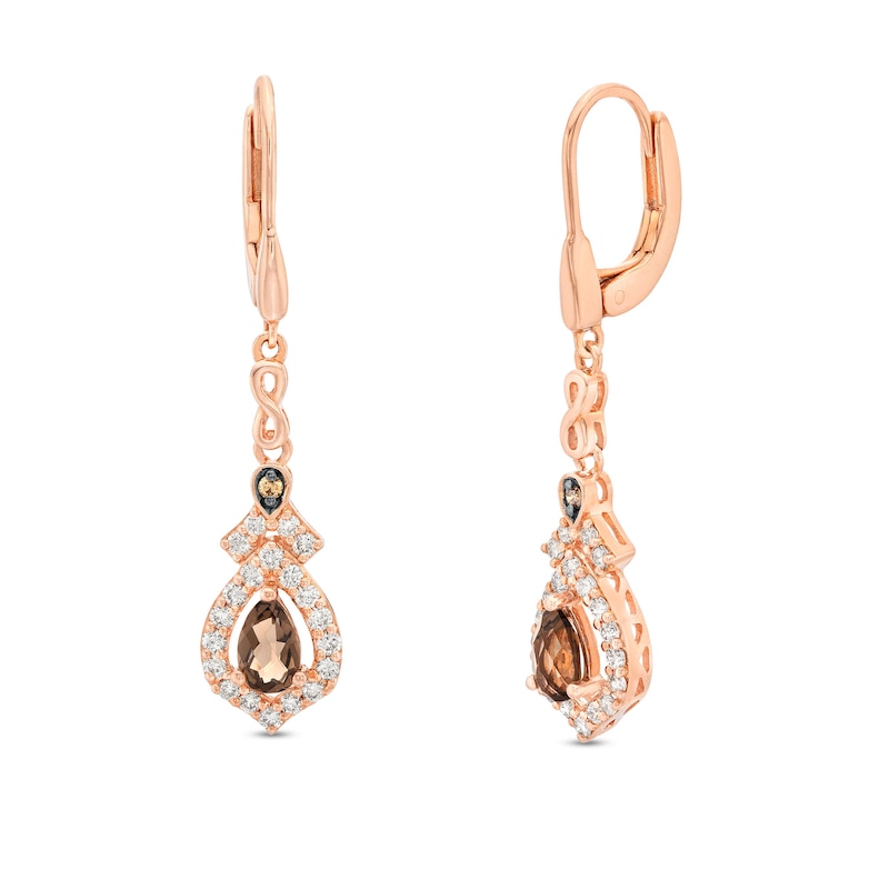 Le Vian Chocolate Quartz Earrings 5/8 ct tw Diamonds 14K Strawberry Gold