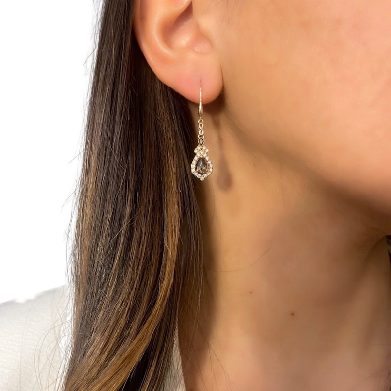 Main Image 3 of Le Vian Chocolate Quartz Earrings 5/8 ct tw Diamonds 14K Strawberry Gold
