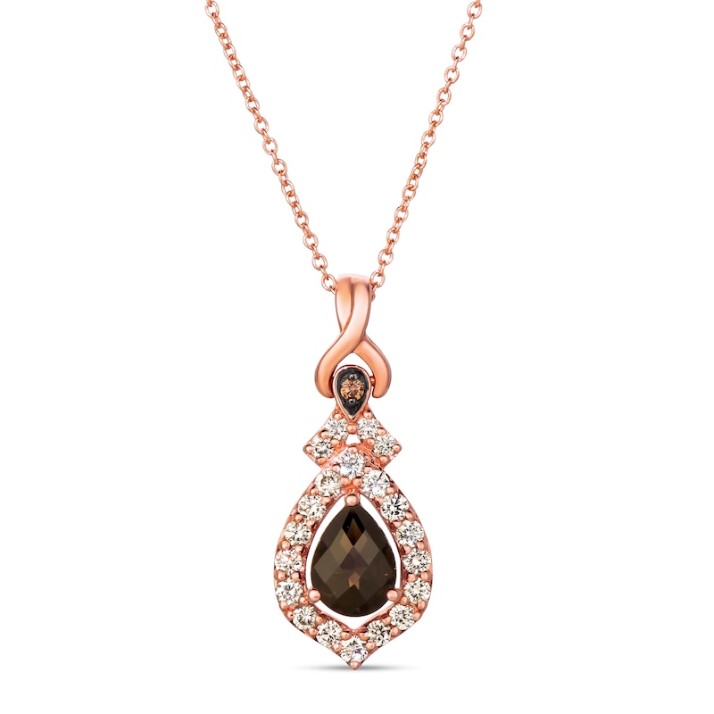 Main Image 1 of Le Vian Chocolate Quartz Necklace 1/2 ct tw Diamonds 14K Strawberry Gold