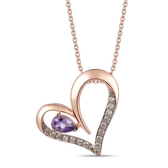Le Vian Amethyst Heart Necklace 1/5 ct tw Diamonds 14K Strawberry Gold Kay
