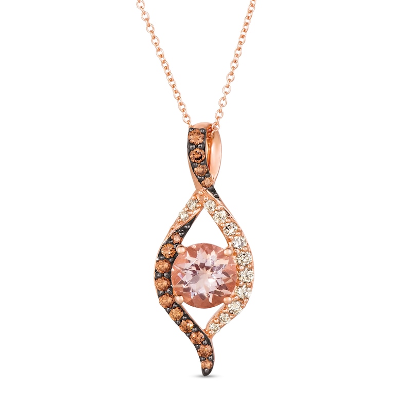 Le Vian Peach Morganite Necklace 5/8 ct tw Diamonds 14K Strawberry Gold