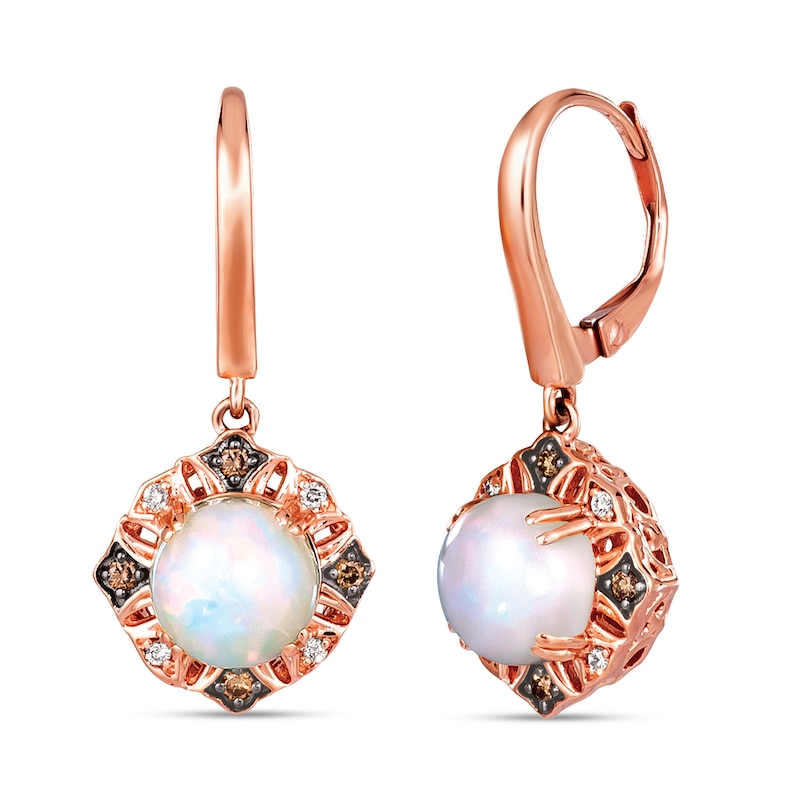 Main Image 1 of Le Vian Opal Earrings 1/6 ct tw Diamonds 14K Strawberry Gold