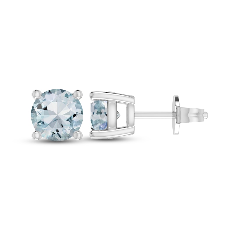 Main Image 1 of Aquamarine Stud Earrings Sterling Silver