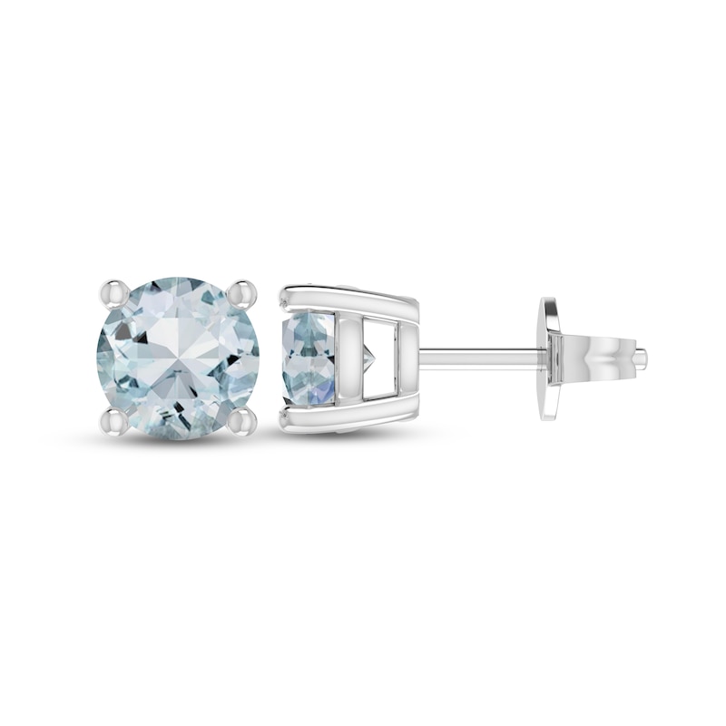 Aquamarine Stud Earrings Sterling Silver