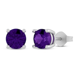 Amethyst Stud Earrings Sterling Silver