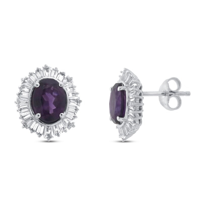 Amethyst & Lab-Created White Sapphire Earrings Sterling Silver