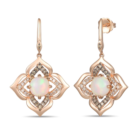Le Vian Neopolitan Opal Earrings 1/2 ct tw Diamonds 14K Strawberry Gold