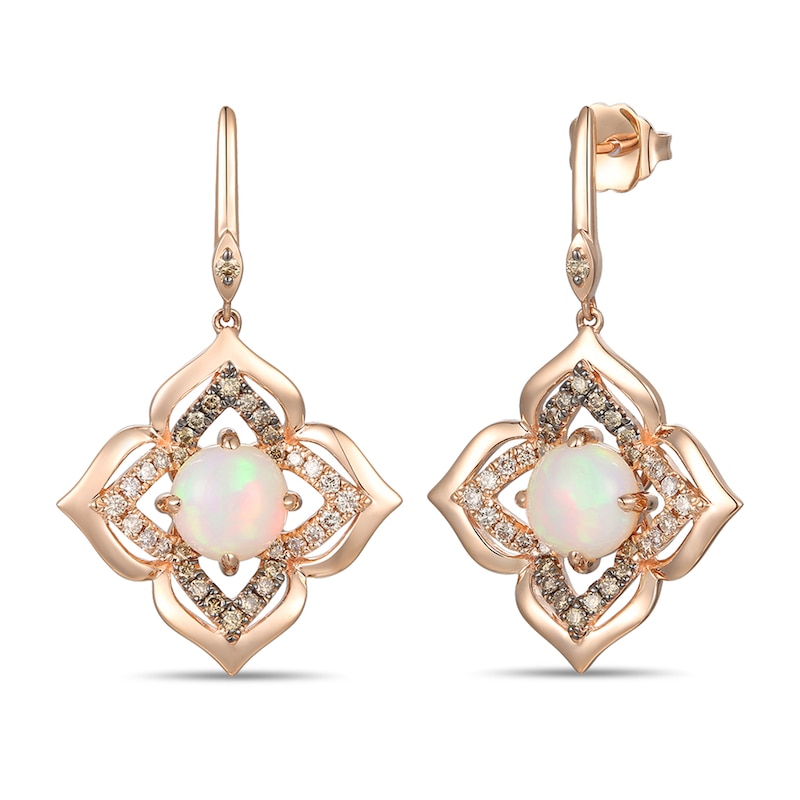 Main Image 1 of Le Vian Neopolitan Opal Earrings 1/2 ct tw Diamonds 14K Strawberry Gold