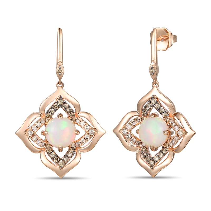 Le Vian Neopolitan Opal Earrings 1/2 ct tw Diamonds 14K Strawberry Gold