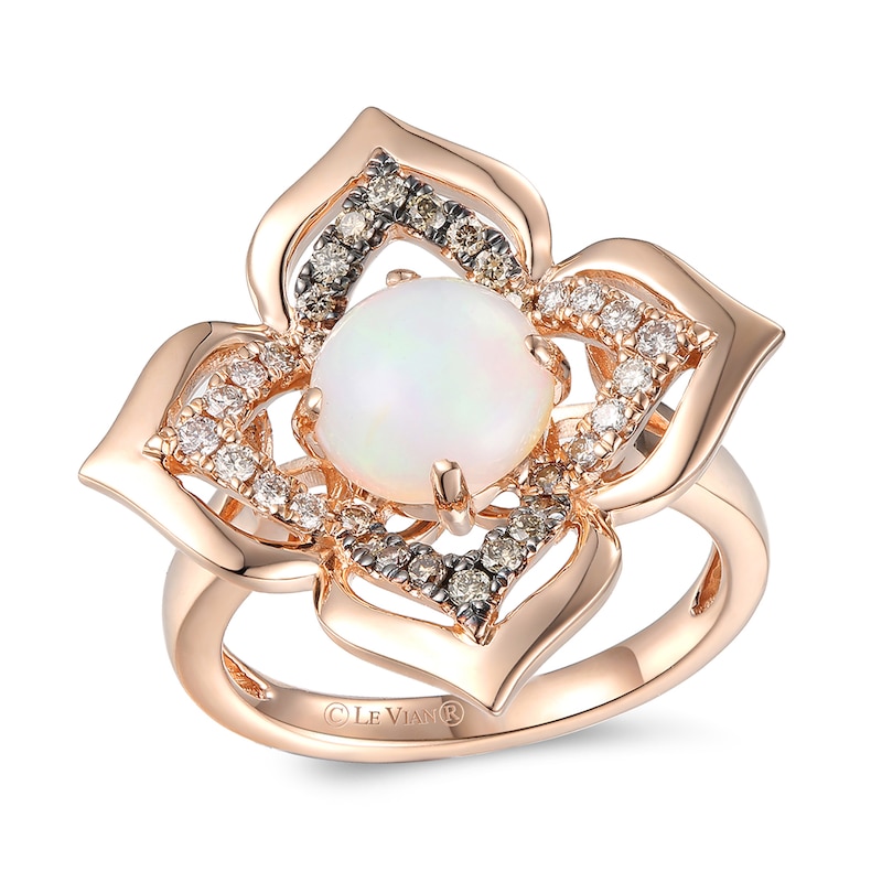 Le Vian Neopolitan Opal Ring 1/3 ct tw Diamonds 14K Strawberry Gold
