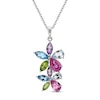 Blue Topaz & Amethyst & Peridot & Lab-Created Pink Sapphire Necklace 18"