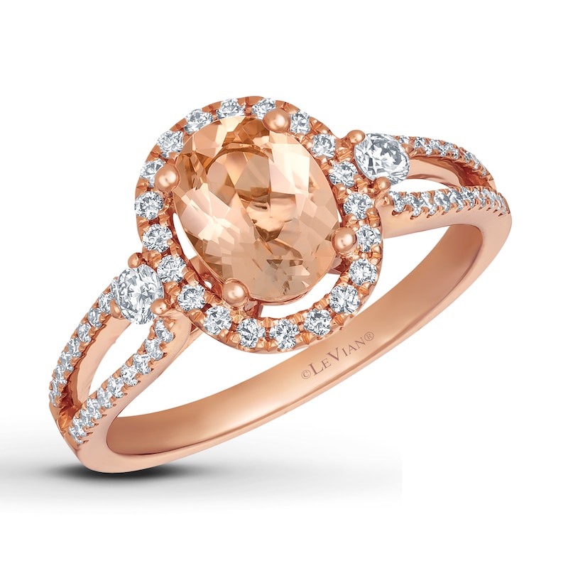 Main Image 1 of Le Vian Peach Morganite & Diamond Ring 14K Strawberry Gold
