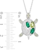 Thumbnail Image 2 of Vibrant Shades Peridot, Green Quartz, Lab-Created Emerald & Lab-Created Sapphire Turtle Necklace Sterling Silver 18&quot;