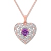 Thumbnail Image 0 of Amethyst Heart Necklace 1/6 ct tw Diamonds 10K Rose Gold