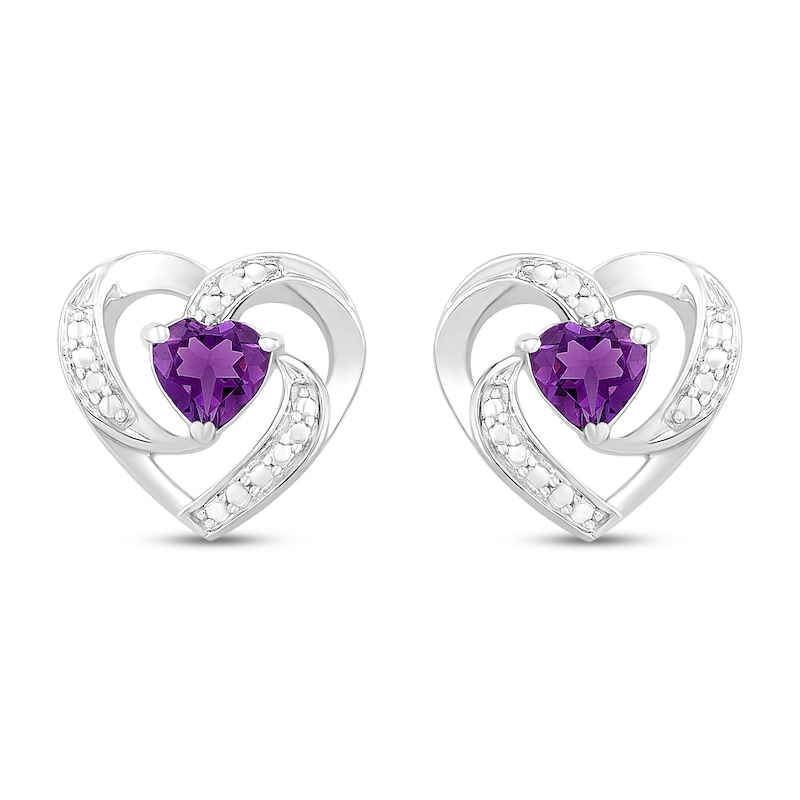 Amethyst Heart Earrings Sterling Silver