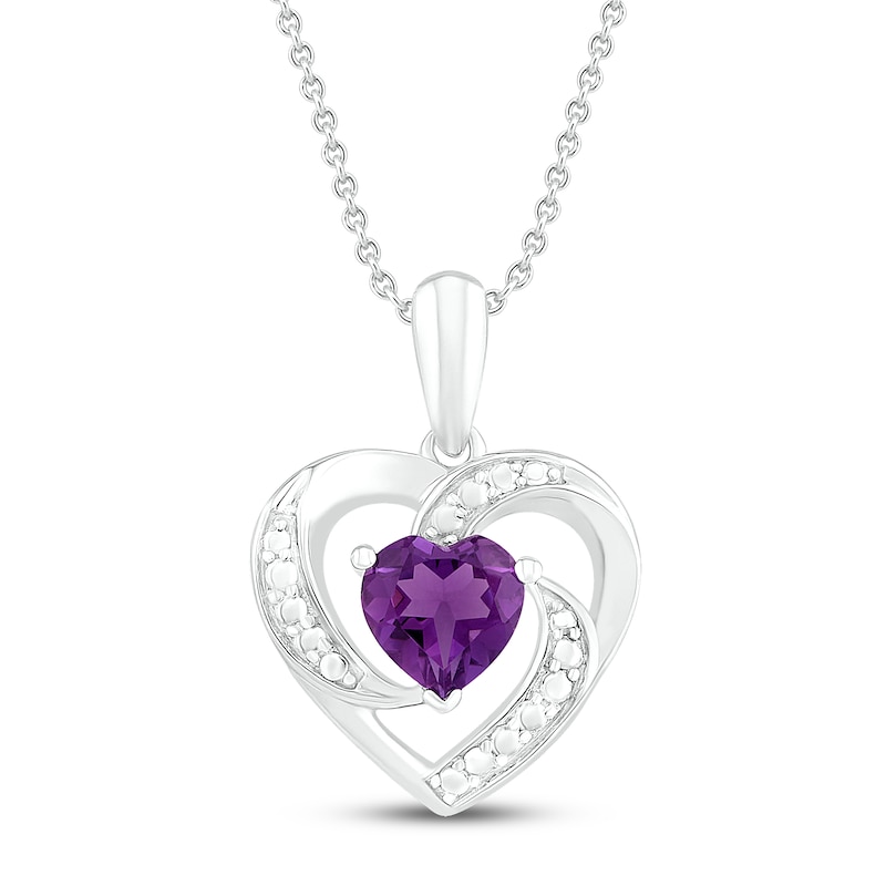 Main Image 1 of Amethyst Heart Necklace 18&quot;