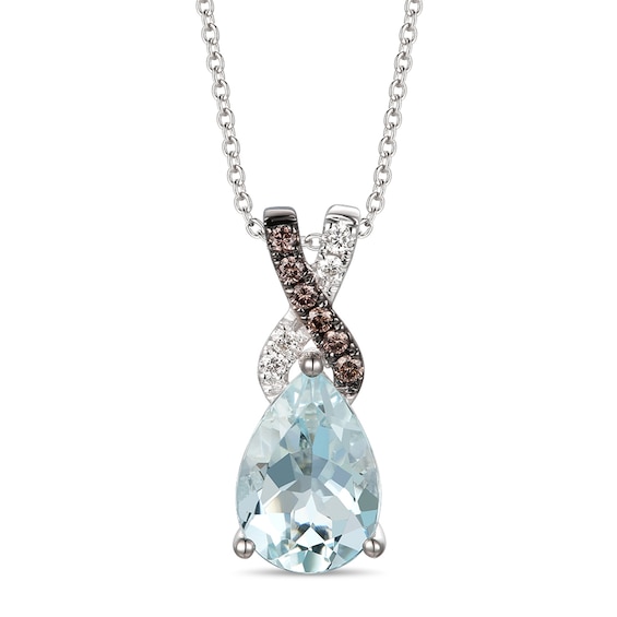 Le Vian Aquamarine Necklace 1/15 ct tw Diamonds 14K Vanilla Gold Kay