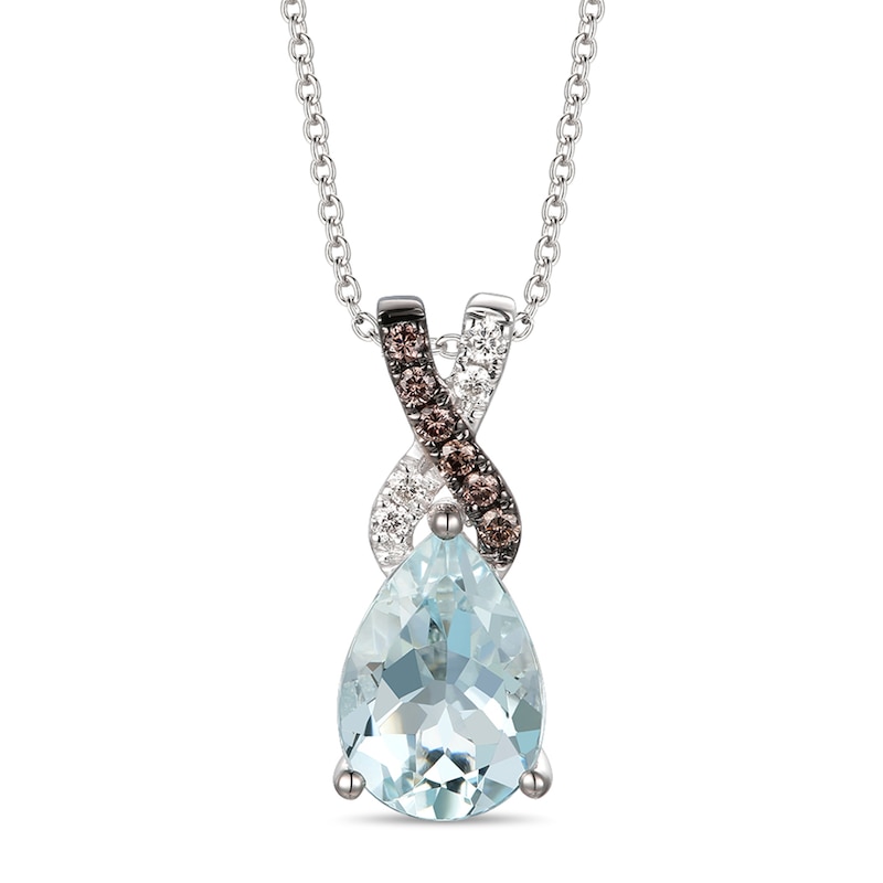 Le Vian Aquamarine Necklace 1/15 ct tw Diamonds 14K Vanilla Gold