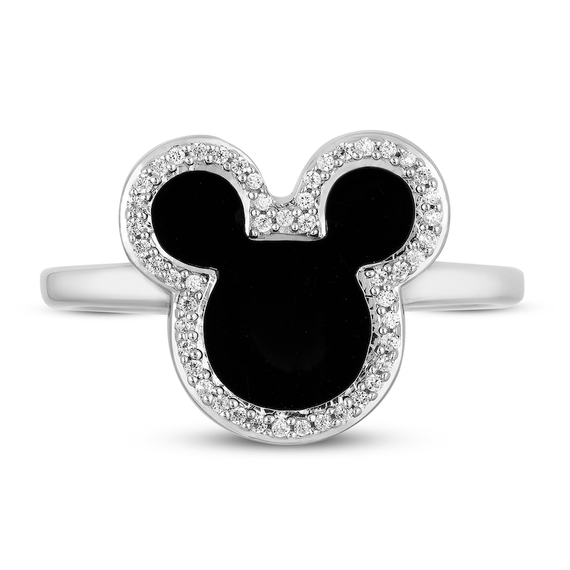 Disney Treasures Mickey Mouse Black Onyx Ring 1/10 ct tw Sterling Silver