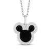 Disney Treasures Mickey Mouse Black Onyx & Diamond Necklace 1/10 ct tw Sterling Silver 17"