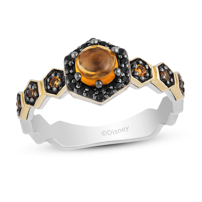 Disney Treasures Winnie the Pooh Citrine & Black Diamond Ring 1/10 ct tw 10K Yellow Gold/Sterling Silver with 360