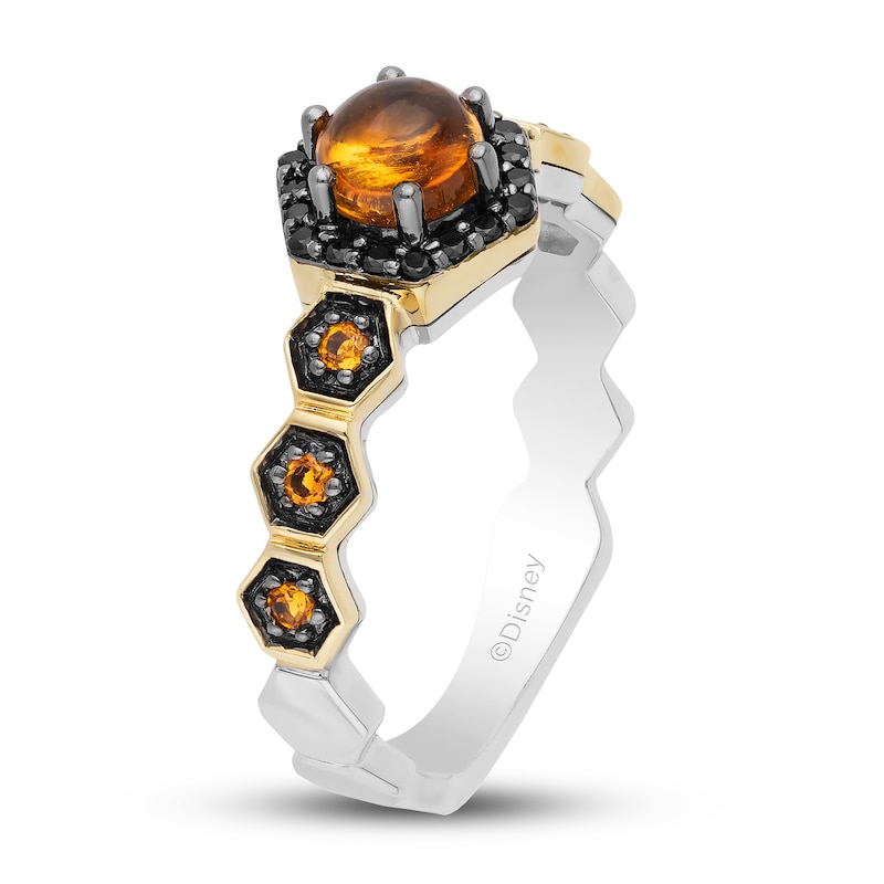 Main Image 3 of Disney Treasures Winnie the Pooh Citrine & Black Diamond Ring 1/10 ct tw 10K Yellow Gold/Sterling Silver