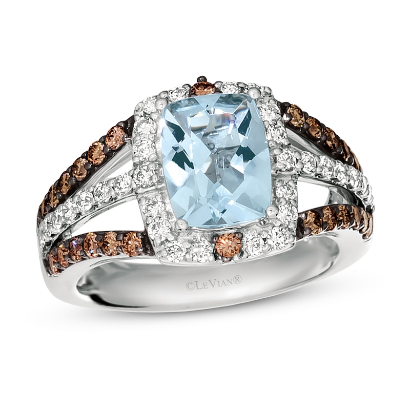 Main Image 1 of Le Vian Aquamarine Ring 7/8 ct tw Diamonds 14K Vanilla Gold